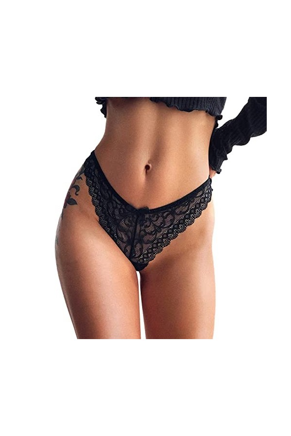 Yowablo 3 PC Femmes Sexy Dentelle Slips évider Culotte Crochet à Lacets Culotte Tongs G String Lingerie sous-vêtements Bustie