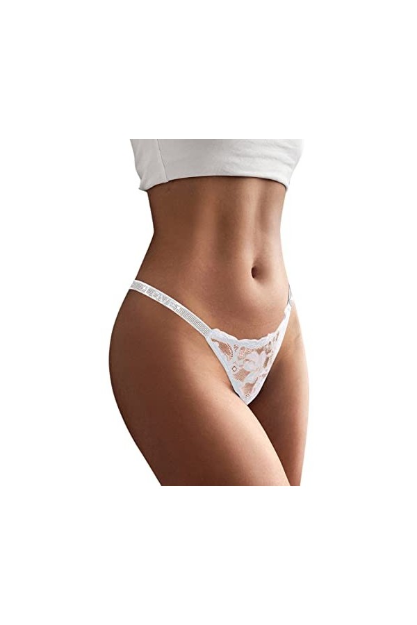 Hyalllife 3 PC Femmes Sexy Dentelle Slips évider Culotte Crochet à Lacets Culotte Tongs G String Lingerie sous-vêtements Bust