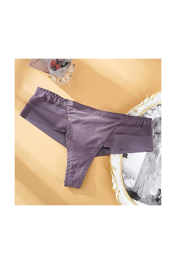 Bywenzai Culotte Dames Sexy Culottes en Dentelle Tulle Culottes en Tissu Couleur Pure sans Soudure Respirant Transparent Culo