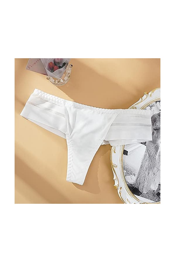 Bywenzai Culotte Dames Sexy Culottes en Dentelle Tulle Culottes en Tissu Couleur Pure sans Soudure Respirant Transparent Culo