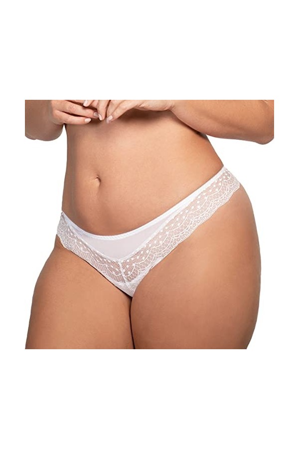 Ulla Dessous - Josy - Femme - String - String - avec tulle - grandes tailles - Sous-vêtements, Blanc., 44
