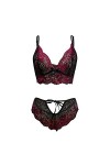 Tenue sexy pour femme - Lingerie sexy en dentelle - Sous-vêtements pour femmes - Corset creux en dentelle et pantalon sexy, v