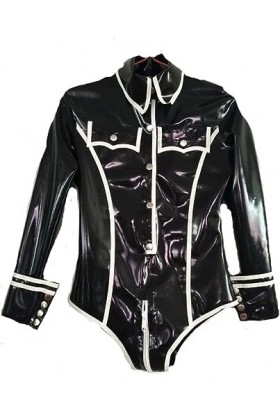 Latex Caoutchouc Femmes Blanc Et Noir Catsuit Vêtements De Sport,Couleur Personnalisée,XS