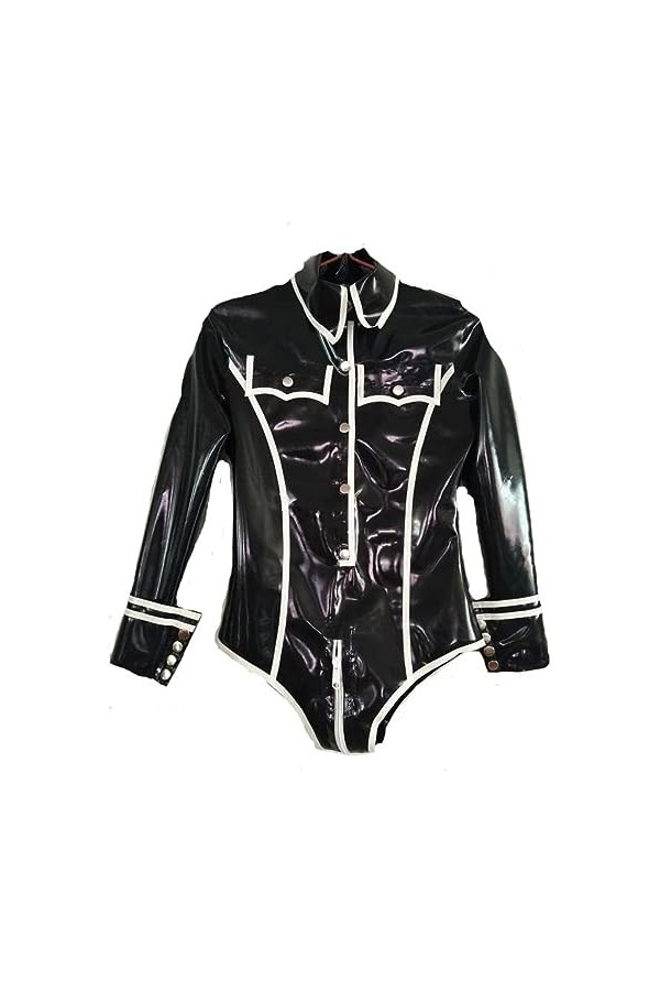 Latex Caoutchouc Femmes Blanc Et Noir Catsuit Vêtements De Sport,Couleur Personnalisée,XS