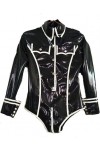 Latex Caoutchouc Femmes Blanc Et Noir Catsuit Vêtements De Sport,Couleur Personnalisée,XS