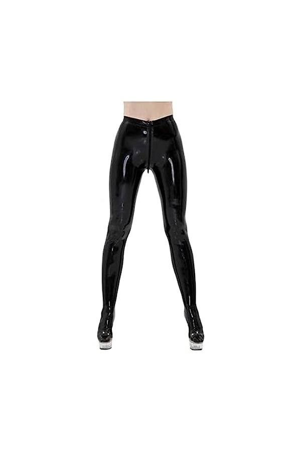 Latex Caoutchouc 0.40mm Pantalon Jeans Pantalon Zipper Catsuit Costume Sexy,Noir,L