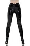 Latex Caoutchouc 0.40mm Pantalon Jeans Pantalon Zipper Catsuit Costume Sexy,Noir,L
