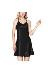 PANPANY Plus vêtements de Nuit Hem Taille Sexy Lingerie Femmes Sling sous-vêtements Satin Body Sexe Black, L 