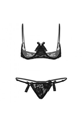 JDGDQ Womens Erotic Lingerie Set Suny Dentelle Sexe Sexe Sexy Coste sans Spendu Soutien-Gorge Souffret sous-enchevêtré avec S