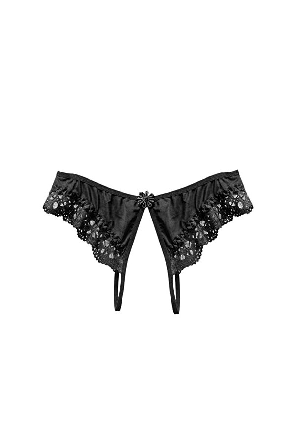 Youyu77 sous-Vêtements en Satin pour Femme Culottes pour Femmes Open File Slit Sex Lace Thong Culotte Taille Basse Culotte Ta