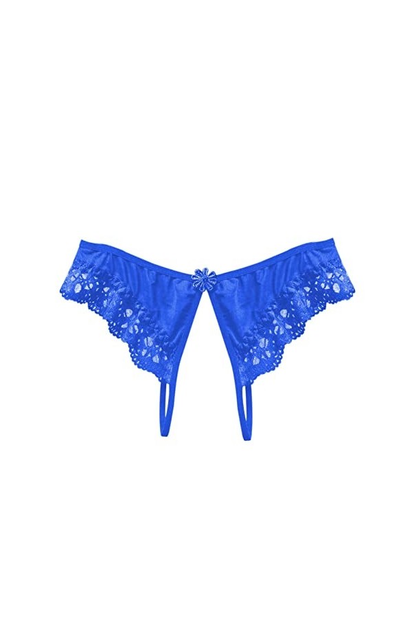 Youyu77 sous-Vêtements en Satin pour Femme Culottes pour Femmes Open File Slit Sex Lace Thong Culotte Taille Basse Culotte Ta