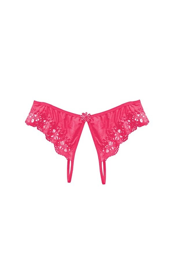 Youyu77 sous-Vêtements en Satin pour Femme Culottes pour Femmes Open File Slit Sex Lace Thong Culotte Taille Basse Culotte Ta