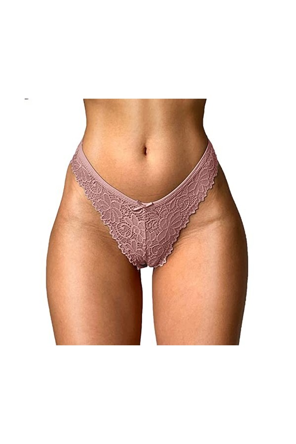 Youyu77 sous-Vêtements Transparents pour Femmes Sexy Femmes Sexy Floral Lace Mesh Culotte Low Rise Hollow Out Transparent Plu