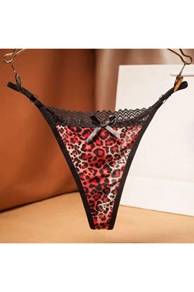Covermason Strings et Tangas Femmes léopard Sexy Dentelle Culottes sous-vêtements Eau-Soluble String MMMMD-Red, One Size 