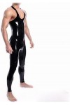 Latex Uniforme Caoutchouc Cosplay Noir Sans Manches Catsuit Sport Party 0.4mm Personnaliser,Homme Noir,S