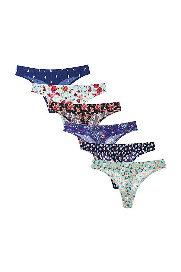 catch-L Thongs Slips String Une Pièce pour Femmes, Impression sans Couture, sous-vêtements Sexy en Forme De T-Back, Culottes 