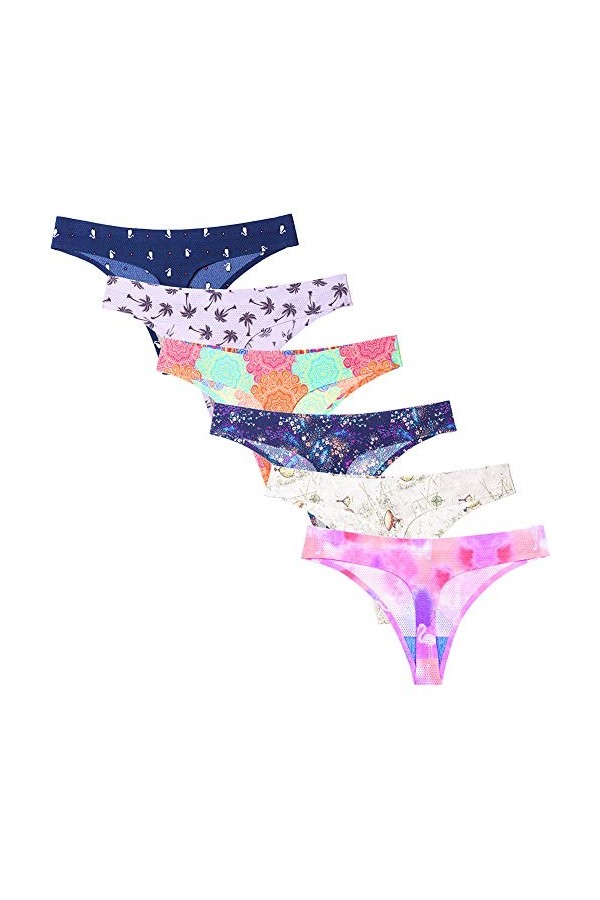 catch-L Thongs Slips String Une Pièce pour Femmes, Impression sans Couture, sous-vêtements Sexy en Forme De T-Back, Culottes 