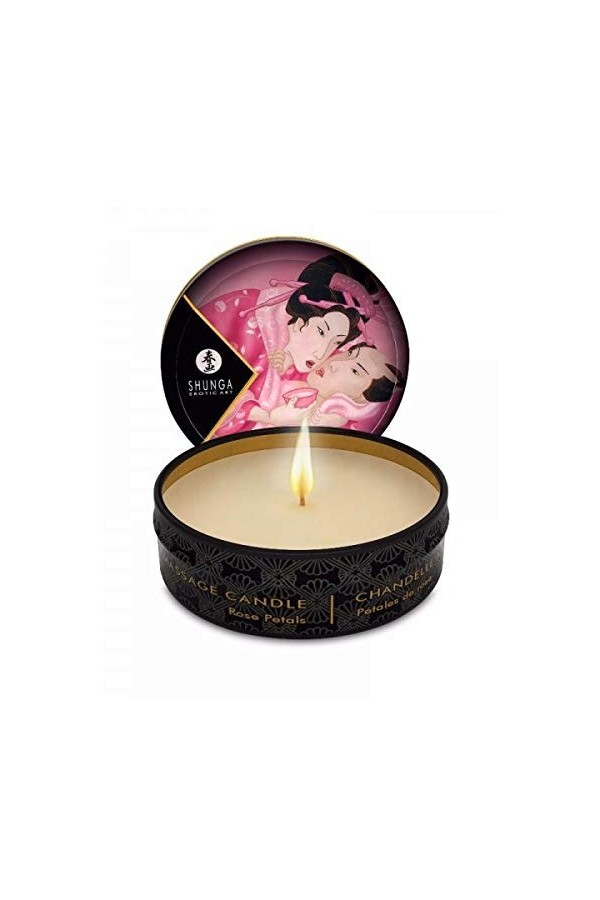 Shunga&nbsp; - Bougie - APHRODISIA - Huile Massage pétales de Roses - 30ml