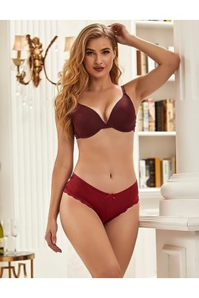 ohmydear String Sexy Tanga Femme Sexy Chic Dentelle String Culottes Slips Femmes Croisées Creux Out Entrejambe en Coton M-L T