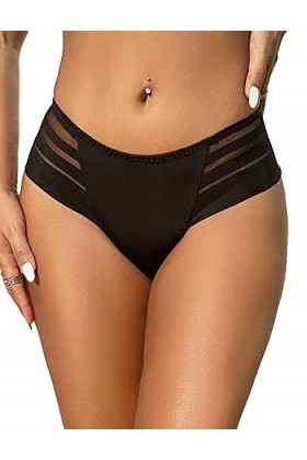 ohmydear Culotte Femme Sexy String Plume Taille Moyenne Slip Tanga Grande Taille sous-vêtements Femme Hipster Panties Tongs