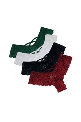 Générique String Homme Sexy Hot Ouverte sous-vêtements Lingerie Sexy Dentelle Basse 4PC G-String Femmes lanières de Taille Fl