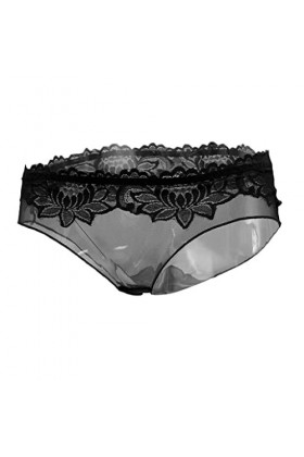 Hellery Lingerie De Nuit, Culotte Taille Basse En Dentelle Transparente Solide Pour Femmes - Noir, 60-80cm