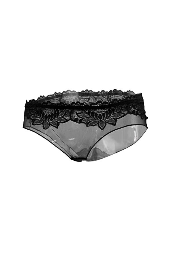 Hellery Lingerie De Nuit, Culotte Taille Basse En Dentelle Transparente Solide Pour Femmes - Noir, 60-80cm
