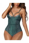 EVELIFE Femme Ouvrir Le Dos Sexy Erotique Arc Creux Nuisettes Costume Col V Dentelle sous-VêTements Set No Underwire-Vert Fo