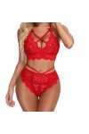 String Femme Sexy Chic Hot Tanga Dentelle Dames Trois Points Lingerie Sexy Dentelle Soutien-Gorge Culotte Deux pièces Costume