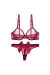 Ensemble de lingerie sexy en dentelle pour femme avec soutien-gorge et string Noir Taille 95D
