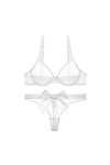 Ensemble de lingerie sexy en dentelle pour femme avec soutien-gorge et string Noir Taille 95D