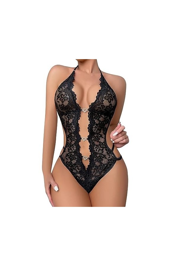 Lingerie Exotique Ensemble de Lingerie pour Femme Bralette en Dentelle et Ensemble de Culotte Lingerie en Dentelle à lanières