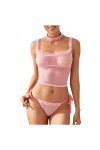 Ensembles De Pyjama Femme Ensemble De sous-Vêtements Lingerie Sexy Dentelle Transparente À Pois Costumes Érotiques Rose,A,S