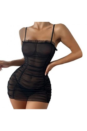 Lingerie Ensemble Transparent Sexy Femme Coquine Hot Lingerie en Maille sous Vetements Feminins Sexy Sling Teddy Lingerie Col