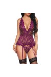 JINGFAN Cadeau de la Saint-Valentin Femme Ensemble Lingerie Sexy Dentelle Ensemble de sous Vetements Erothique Ouverte Erotis