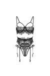 JINGFAN Cadeau de la Saint-Valentin Femme Ensemble Lingerie Sexy Dentelle Ensemble de sous Vetements Erothique Ouverte Erotis
