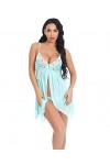 TOZLU Sexy Temptation Lace Semi Transparent Sexy Robe porte-jarretelles en maille, bleu marine, M