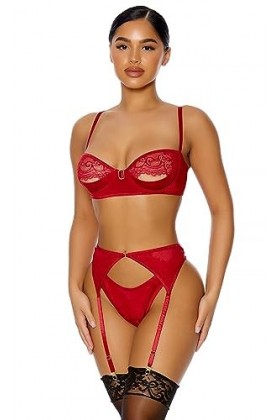 Forplay Just a Peek Ensemble de Lingerie pour Femme Motif vin Taille L