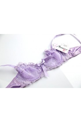 Nanier Ensemble soutien-gorge fin en dentelle transparente pour femme, violet, 90C