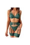 Lingerie Sexy pour Femme Soutien-Gorge en Maille Transparente Pyjama Lingerie Taille Haute Soutien-Gorge + String Pyjama Ense