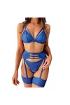 Lingerie Sexy pour Femme Soutien-Gorge en Maille Transparente Pyjama Lingerie Taille Haute Soutien-Gorge + String Pyjama Ense