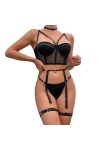 Ensemble de Lingerie Sexy Ensemble de Lingerie Fantaisie en Dentelle de Luxe Ensemble de 3 Soutien-Gorge Push Up à Chevrons e