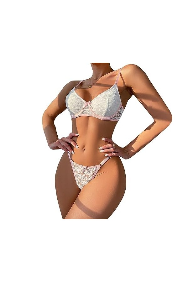 2023 Soutien-Gorge Tongs Ensemble Femmes Lingerie Sexy Ensemble de sous-vêtements Dentelle Transparente Nuisette brassière Cu