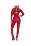 Catsuites en PVC pour Femmes, Combinaison de Fermeture à glissière en Cuir Brillant Combinaison en Cuir Humide pour Femmes, S