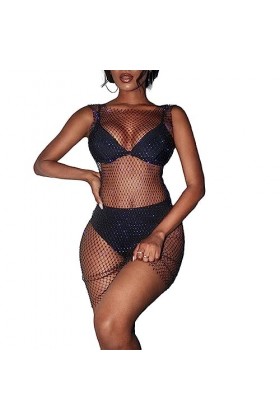 WUUISDNX Discothèque femmes robe résille pôle danseur Sexy strass robes transparentes femme tour danse Costume vêtements, Cri