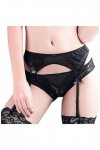 TOPKEAL Ensemble de lingerie sexy pour femme avec bas brodés en dentelle, Noir , XXL