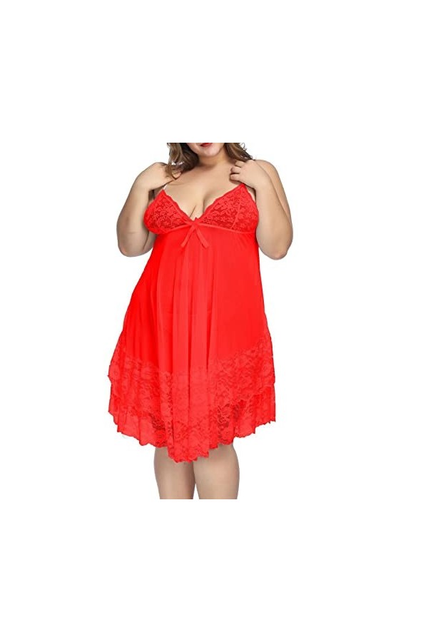 Sous-vêtement amusant pour femme, grande taille, transparent, sexy, dentelle, vêtements de nuit à la maison, lingerie en mail