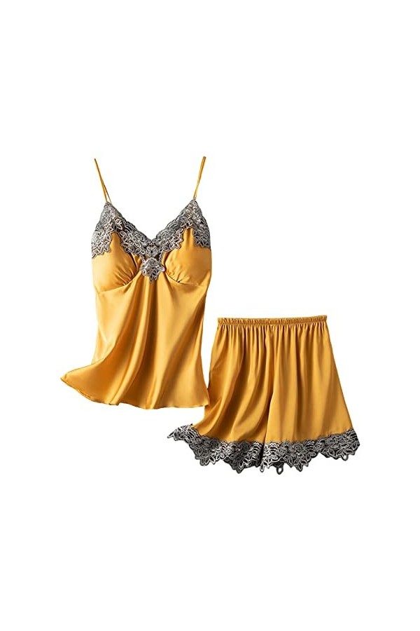 Briskorry Ensemble de lingerie sexy pour femme - En forme de cœur - Avec short - Avec short - Chemise de nuit