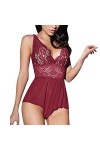 Briskorry Ensemble de lingerie sexy pour femme - Style décontracté - Rouge
