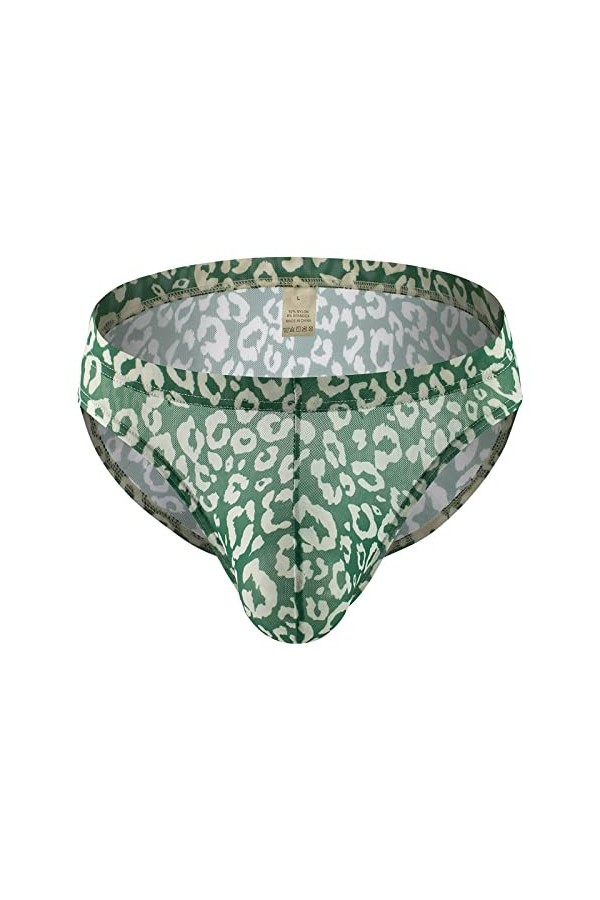 Culotte sexy respirante en maille pour homme Motif léopard en polyester, bleu, M